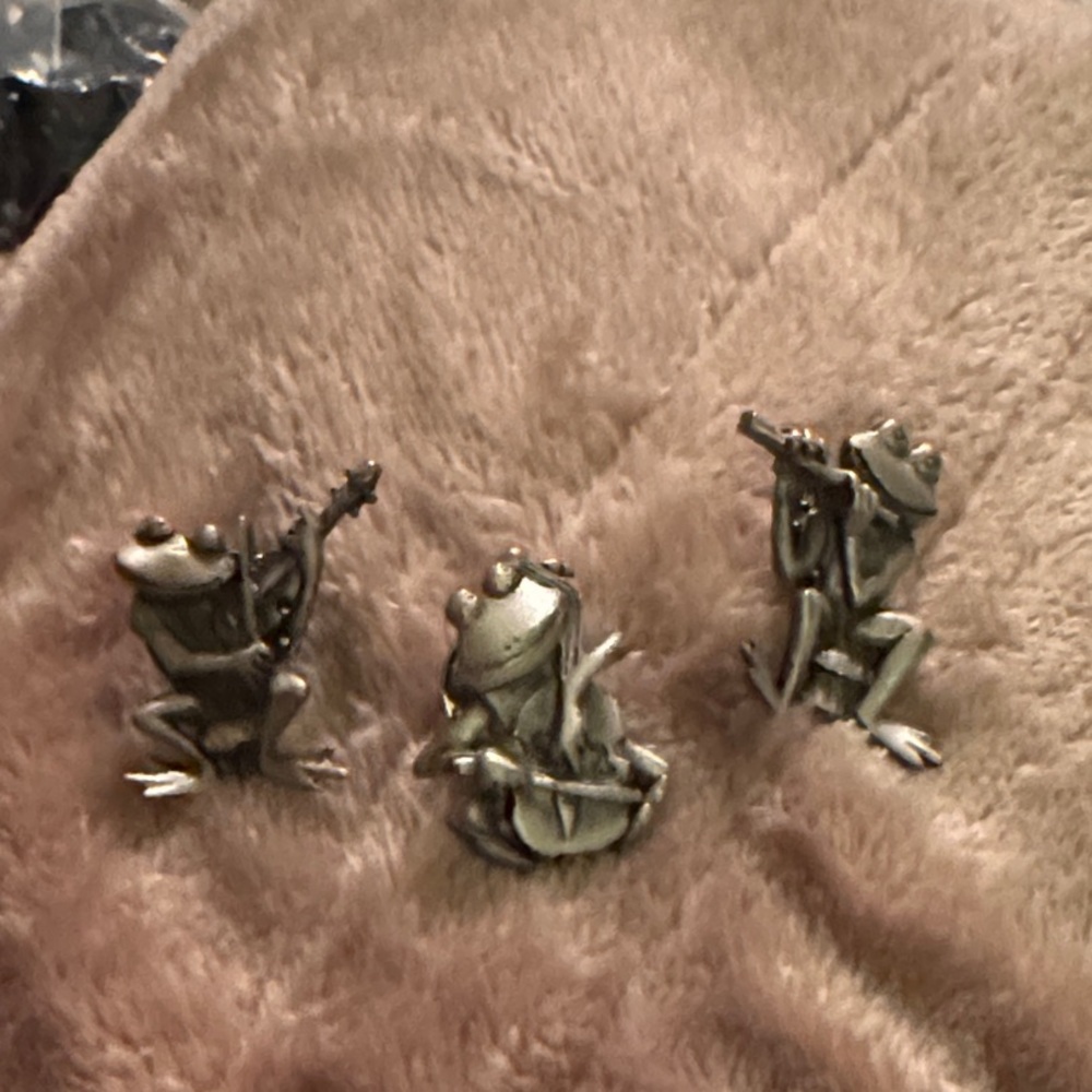 Whimsical Musical Frog Brooch Trio
